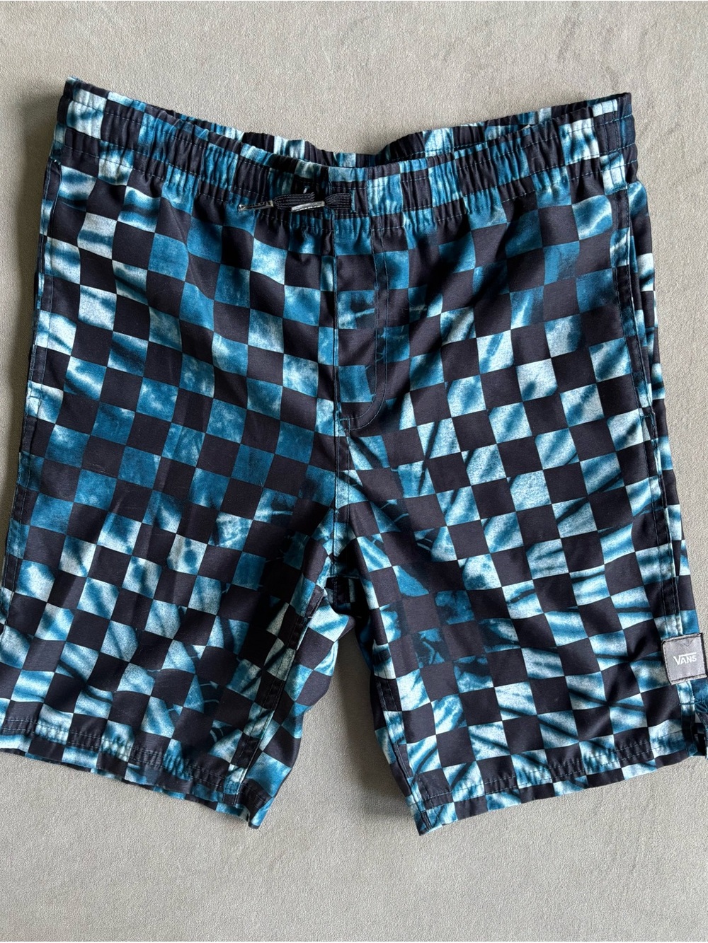 Vans Black & Teal Checkerboard Swim Trunks
